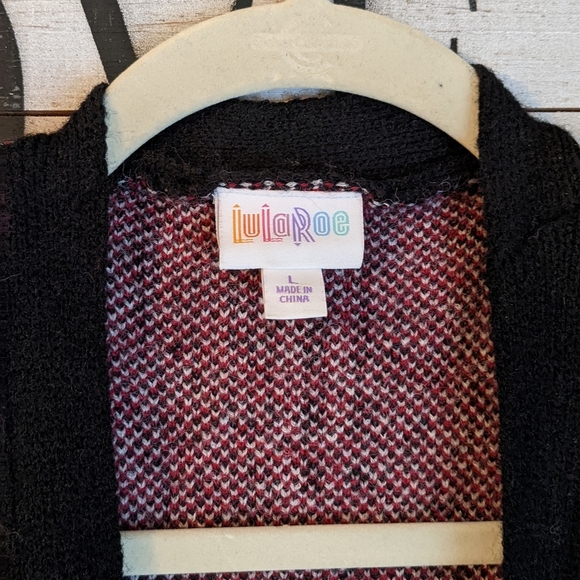 LuLaRoe NWOT Peyton Cardigan Red Plaid Faux Mohair Large - Picture 4 of 7